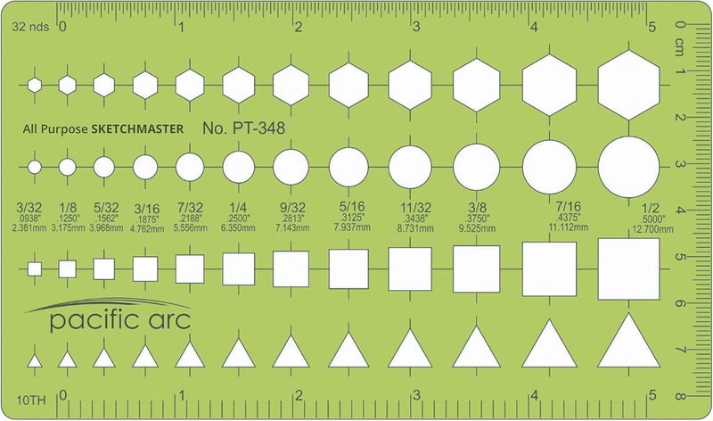 Pacific Arc - Template: All Purpose Sketch Master - Drawing Aid Stencil for Professional or School Work - Size 3.5" x 5.875" - Image 1