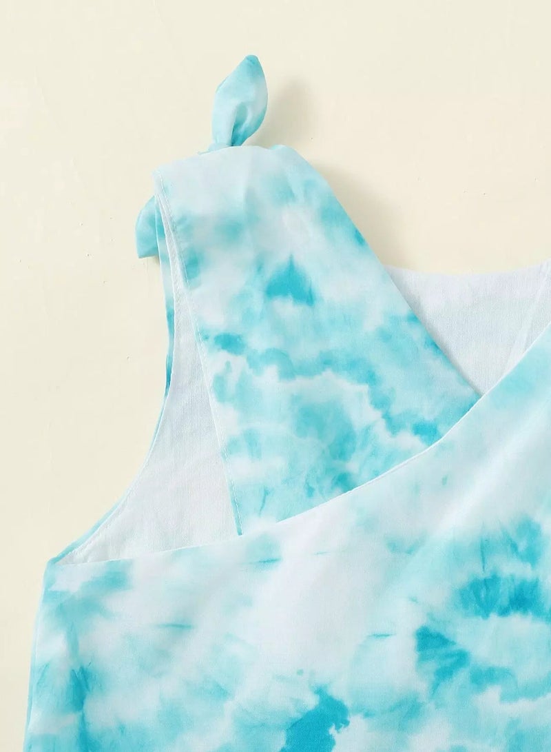 Toddler Girls Tie Dye Crossover Back Tank Top - Image 3