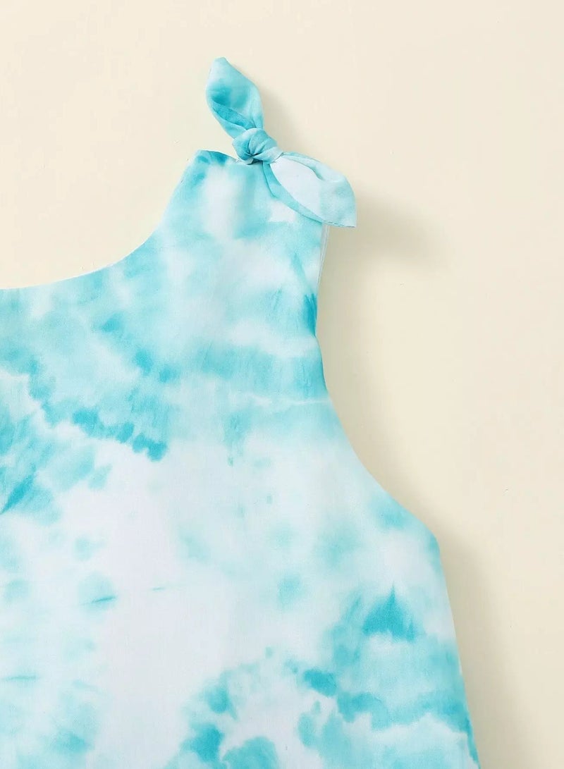 Toddler Girls Tie Dye Crossover Back Tank Top - Image 4