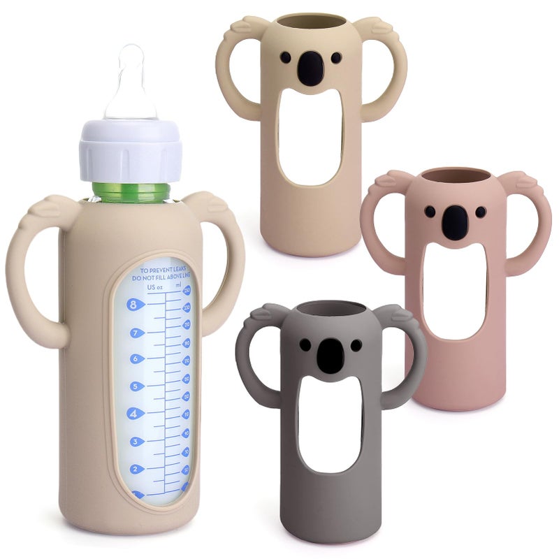 Mity Rain 3 Pack Silicone Sleeves for Dr. Brown's Glass Bottles 8 OZ - Anti Breakage Baby Bottle Holder, Compatible with Dr. Brown's Glass Bottles for Babies with Handle (Other Products Cannot be adapted) - Image 1