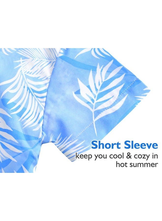 Nymphperi Boys Hawaiian Shirt Tropical Short Sleeve Cool Cute Casual Button Down Tops for Youth Kids Toddler Summer Beach, Blue White, 12-14 Years - Image 4