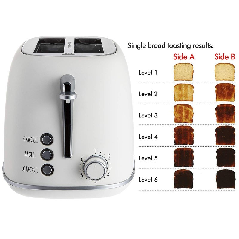 Rae Dunn Retro Rounded Bread Toaster, 2 Slice Stainless Steel Toaster with Removable Crumb Tray, Wide Slot with 6 Browning Levels, Bagel, Defrost and Cancel Options, Cream - Image 2