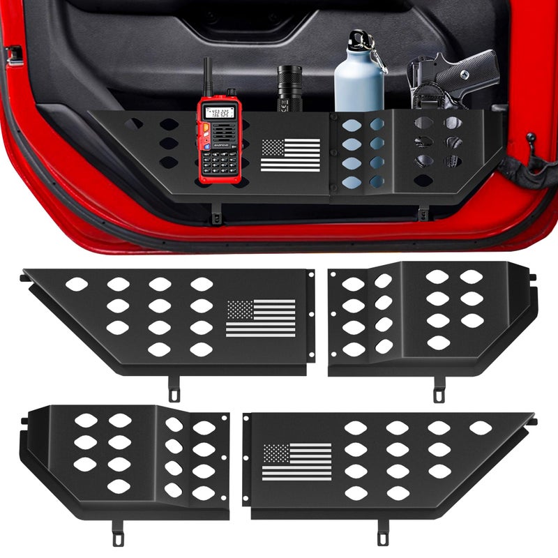PICURA Metal Front Door Pocket Storage Box for Jeep Wrangler，Door Side Insert Organizer for Jeep Wrangler JL JLU 4XE 2018-2024 & Gladiator JT 2020-2024 Door Storage Expansion Accessories 2PCS, Flag - Image 5