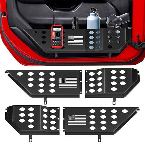 PICURA Metal Front Door Pocket Storage Box for Jeep Wrangler，Door Side Insert Organizer for Jeep Wrangler JL JLU 4XE 2018-2024 & Gladiator JT 2020-2024 Door Storage Expansion Accessories 2PCS, Flag - Image 1