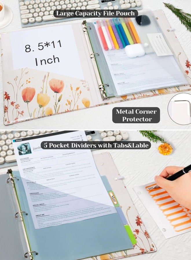 KLLVE 3 Ring 1 Inch Binder Organizer, KLLVE Three Ring Binders with Clipboard, 5-Tabs Pockets Dividers, Plastic Folder, 18 Divider Stikers,Pen Loop (Weeds, Letter Size) - Image 3