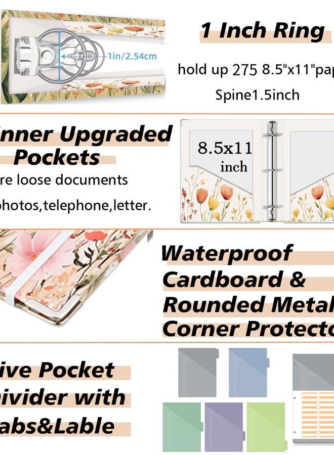 KLLVE 3 Ring 1 Inch Binder Organizer, KLLVE Three Ring Binders with Clipboard, 5-Tabs Pockets Dividers, Plastic Folder, 18 Divider Stikers,Pen Loop (Weeds, Letter Size) - Image 4