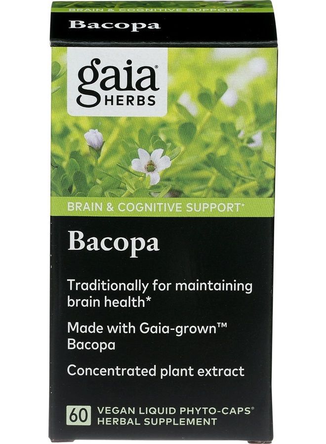 Gaia Herbs باكوبا - مكمل عشبي لدعم الدماغ والقدرات العقلية - مصنوع من باكوبا (باكوبا مونييري) للمساعدة في دعم عقل مزدهر - 60 كبسولة سائلة نباتية (إمداد يصل إلى 60 يومًا) - Image 1