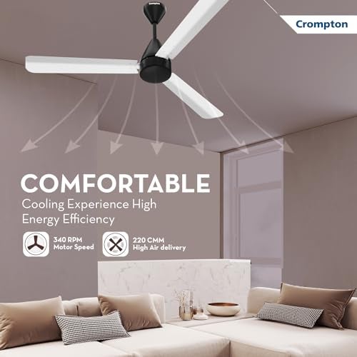 Crompton Energion Hyperjet 1200mm BLDC Ceiling Fan | Point Anywhere Remote Control | BEE 5 Star Rated Energy Efficient | Superior Air Delivery | Anti-Rust | 2 Year Manufacturer Warranty | White Black - Image 4