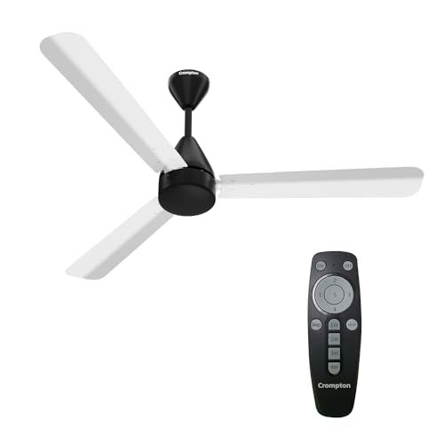 Crompton Energion Hyperjet 1200mm BLDC Ceiling Fan | Point Anywhere Remote Control | BEE 5 Star Rated Energy Efficient | Superior Air Delivery | Anti-Rust | 2 Year Manufacturer Warranty | White Black - Image 1