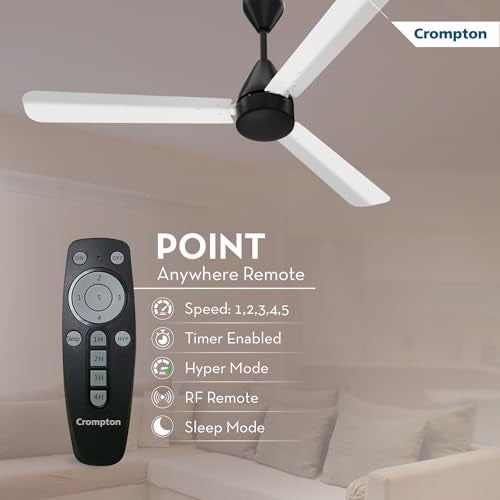 Crompton Energion Hyperjet 1200mm BLDC Ceiling Fan | Point Anywhere Remote Control | BEE 5 Star Rated Energy Efficient | Superior Air Delivery | Anti-Rust | 2 Year Manufacturer Warranty | White Black - Image 5