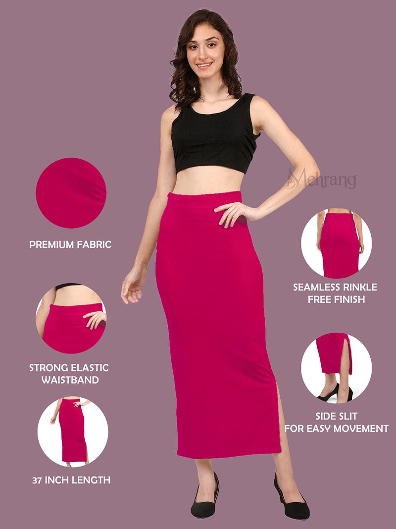 Mehrang Stretchable Saree Shapewear Petticoat for Women, Cotton Blended,Petticoat,Skirts for Women,Shape Wear Dress for Saree Pink - Image 2