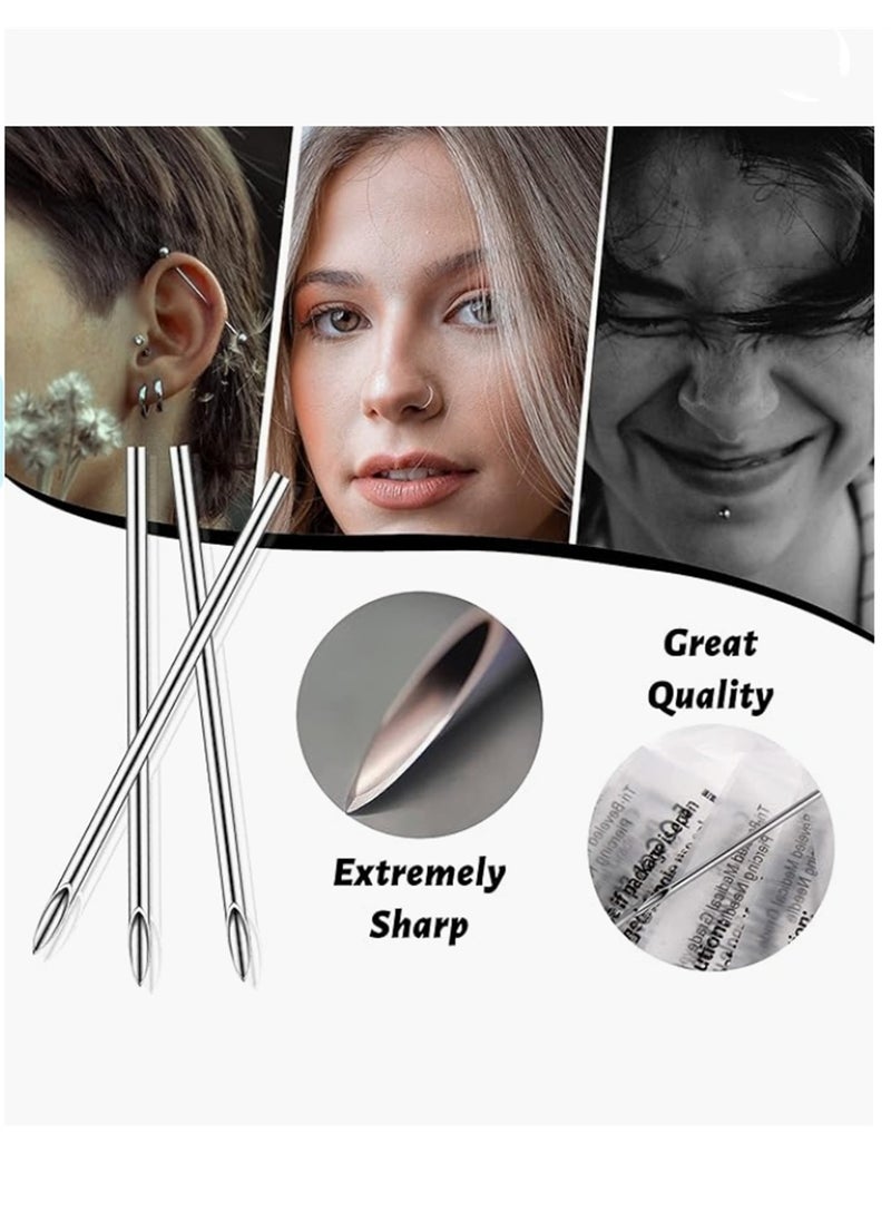 Generic - Piercing Needles 100pcs Piercing Needles Assorted Stainless Steel Ear Nose Piercing Needles Piercing Supplies Ear Nose Piercing Kit Piercing Tool - Image 1