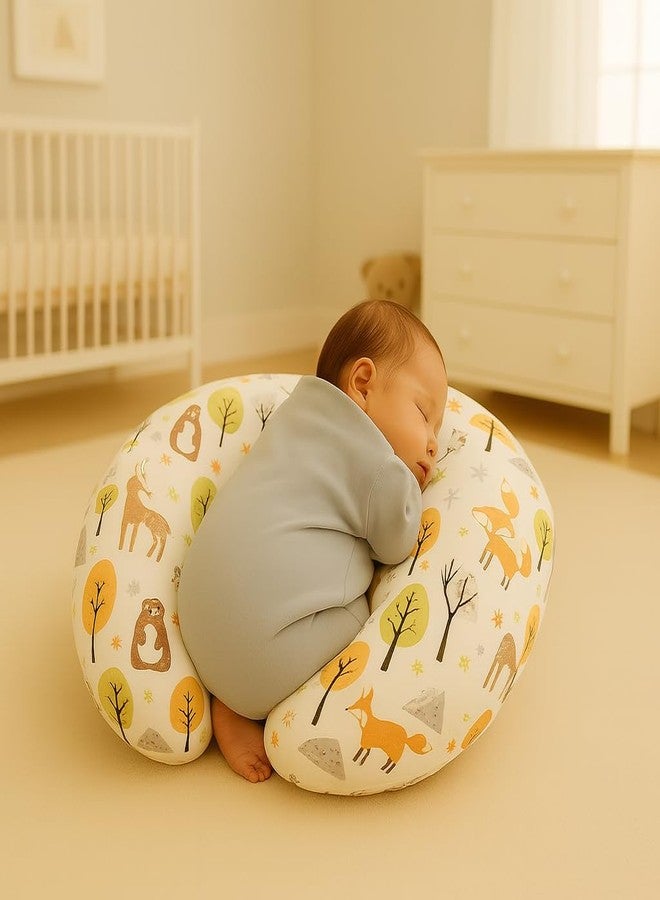 Proliva وسادة بروليفا للرضاعة الطبيعية للأطفال حديثي الولادة مع غطاء قابل للفصل، وسادة الرضاعة الطبيعية ووسادة الأمومة، مجموعة دعم لوسادة الرضاعة الطبيعية وسرير الأم (أرنب - أبيض كريمي) - Image 1