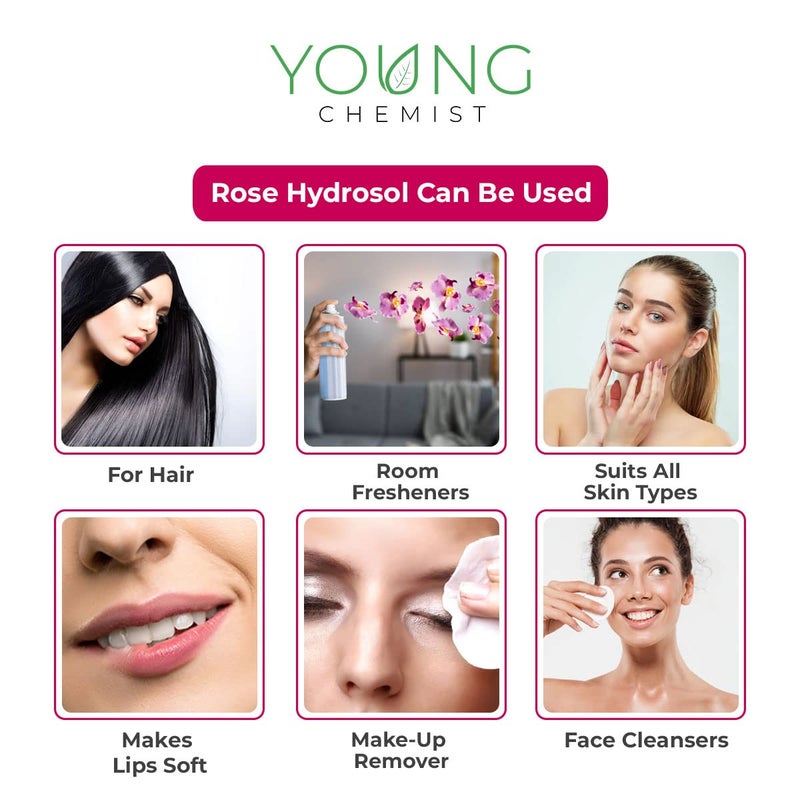 Young Chemist Natural And Pure Rose Hydrosol Toner In 1 Litre Bottle Spray Steamed Distilled Floral RoseWater for Skin Face and Body - Image 4