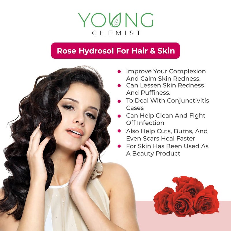 Young Chemist Natural And Pure Rose Hydrosol Toner In 1 Litre Bottle Spray Steamed Distilled Floral RoseWater for Skin Face and Body - Image 3