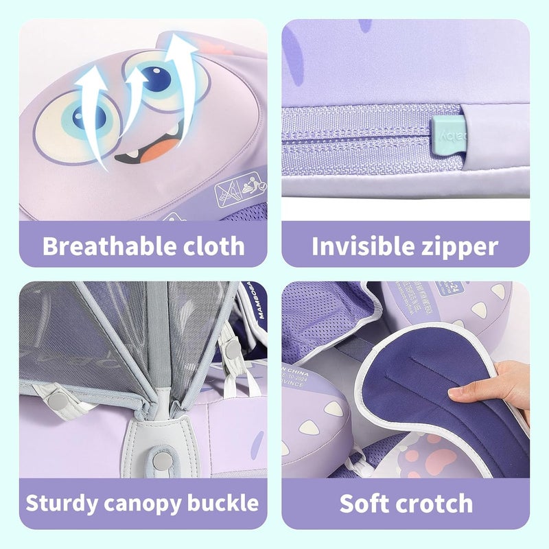 V Convey Mambobaby Float with Canopy and Tail New Upgraded Non-Inflatable Baby Pool Float Mambo Float Swim Trainer Solid Infant Swim Float Adjustable Pearl Foam Baby Swim Ring - Image 4