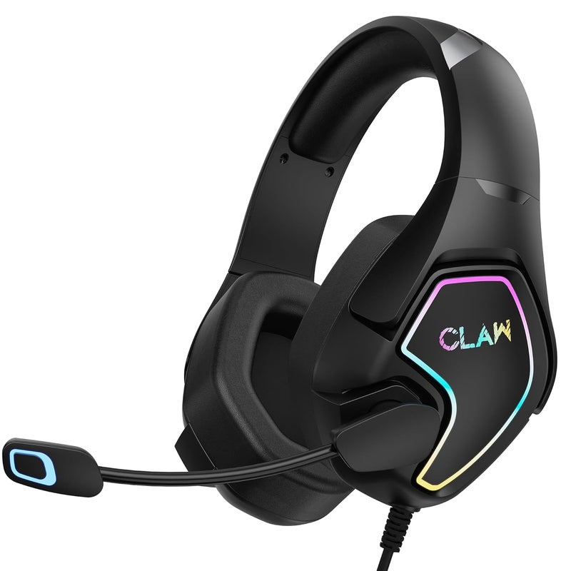 CLAW GH40 Wired RGB Gaming Headset with 50mm Drivers, Noise-Isolating Microphone, 3.5mm Audio Jack, 2m Braided Cable | Compatible with PC, PS4, PS5, Xbox, Laptops & Mobile Devices - Image 1