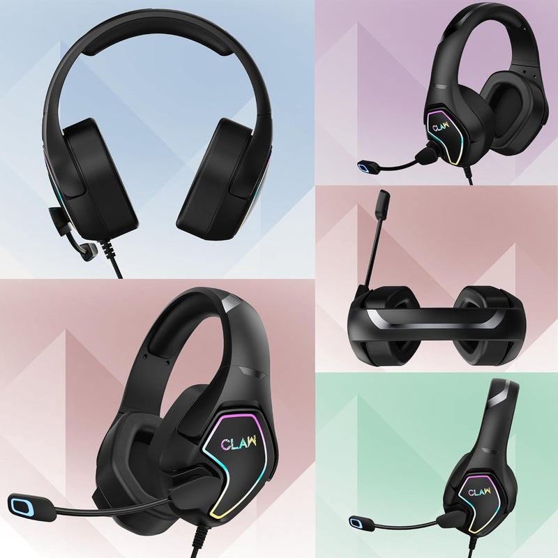 CLAW GH40 Wired RGB Gaming Headset with 50mm Drivers, Noise-Isolating Microphone, 3.5mm Audio Jack, 2m Braided Cable | Compatible with PC, PS4, PS5, Xbox, Laptops & Mobile Devices - Image 3