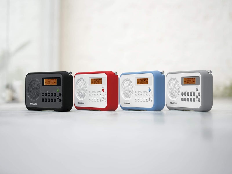 Sangean PR-D18BU AM/FM Portable Digital Radio with Protective Bumper, White/Blue - Image 3