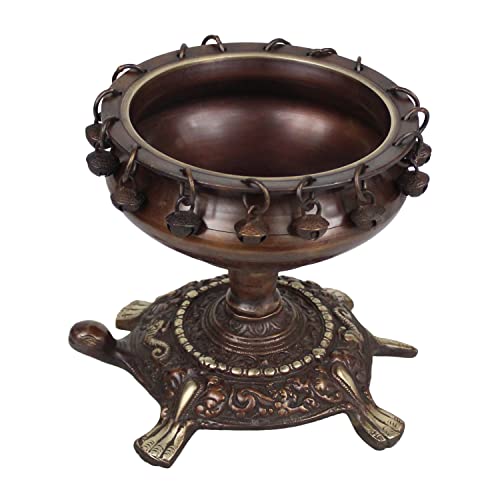 ARTVARKO™ Brass Urli Ethnic Traditional Tortoise Urli Decorative Bowl for Flowers Floating Candles Home Office Decor Diwali Gift 8 Inch - Image 2