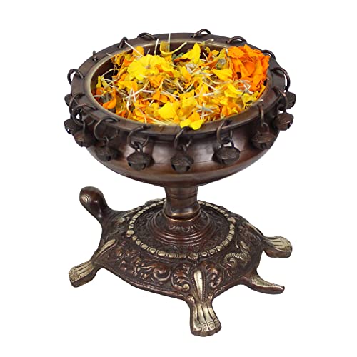 ARTVARKO™ Brass Urli Ethnic Traditional Tortoise Urli Decorative Bowl for Flowers Floating Candles Home Office Decor Diwali Gift 8 Inch - Image 4