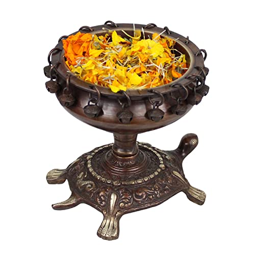 ARTVARKO™ Brass Urli Ethnic Traditional Tortoise Urli Decorative Bowl for Flowers Floating Candles Home Office Decor Diwali Gift 8 Inch - Image 5