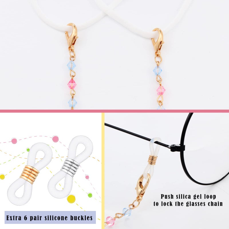 MTLEE 6 Pieces Glasses Strap for Kids Mask Lanyard Cute Beaded Glasses Chain Eyeglasses Strap for Women Girls(Romantic Style) - Image 2