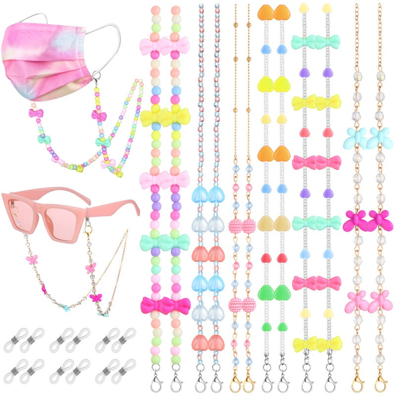 MTLEE 6 Pieces Glasses Strap for Kids Mask Lanyard Cute Beaded Glasses Chain Eyeglasses Strap for Women Girls(Romantic Style) - Image 1