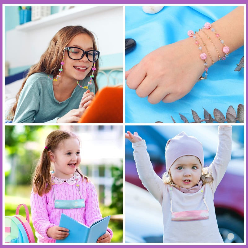 MTLEE 6 Pieces Glasses Strap for Kids Mask Lanyard Cute Beaded Glasses Chain Eyeglasses Strap for Women Girls(Romantic Style) - Image 4