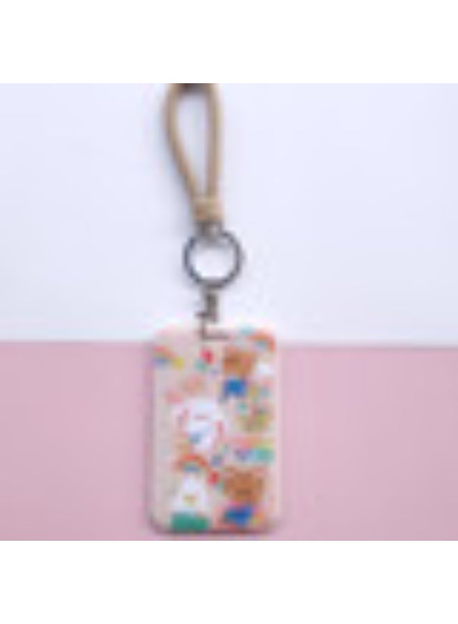 NIBEMINENT 1 - Piece Little Bear Kpop Photo Card Holder Pendant Key Chain ID Badge Holder ID Card Holder Photo Card Protector for School ID Office ID Access Card for Women Girls - Image 1