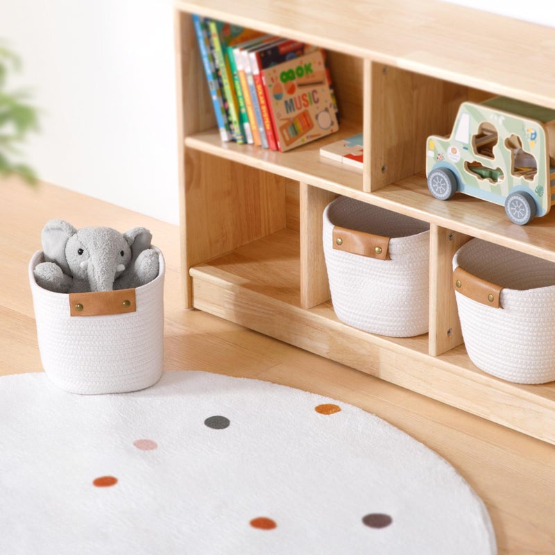 OOOK Storage Basket Set, 3 Pack Baskets for Shelves, White Storage Baskets for Organizing Toys, 11.4"Lx9.4"Wx7.4"H - Image 2