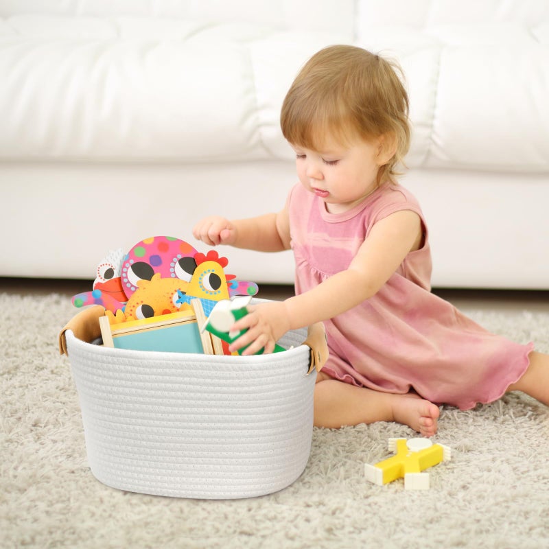 OOOK Storage Basket Set, 3 Pack Baskets for Shelves, White Storage Baskets for Organizing Toys, 11.4"Lx9.4"Wx7.4"H - Image 3
