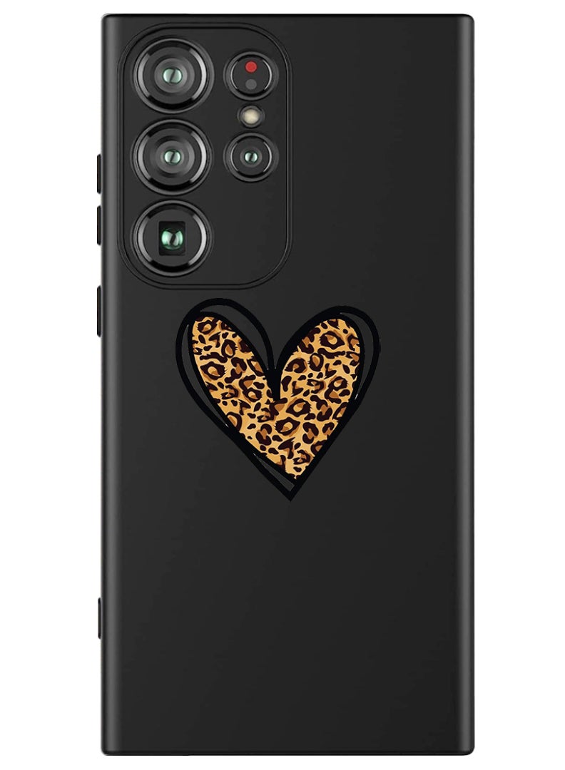 Theodor Protective Slim Fit Case Liquid Silicone Cover with Full Body Protection Anti-Scratch Shockproof Case For Samsung Galaxy S24 Ultra (Black) - leopard Print - Image 1