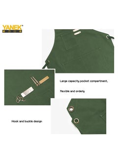 يانيك مريلة الشيف YANEK من القماش القطني ذات الظهر المتقاطع قابلة للتعديل مع 3 جيوب مقاومة لقطرات الماء | للشيف، والرسم الفني، والخباز، والباريستا، والنادل، والمطاعم، ومآزر الشواء للجنسين  - Image 2