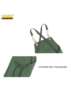 يانيك مريلة الشيف YANEK من القماش القطني ذات الظهر المتقاطع قابلة للتعديل مع 3 جيوب مقاومة لقطرات الماء | للشيف، والرسم الفني، والخباز، والباريستا، والنادل، والمطاعم، ومآزر الشواء للجنسين  - Image 4