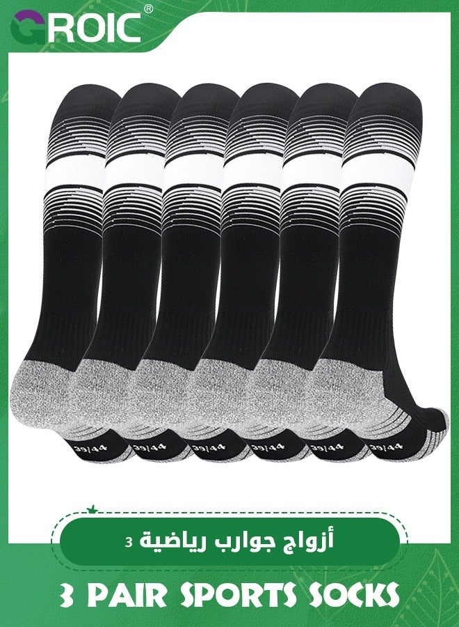 GROIC 3 Pair Elite Football Socks, Athletic Socks with 3D Ankle Protection, Basketball & Running Compression Cushion Sport Soccer Unisex  - Image 1