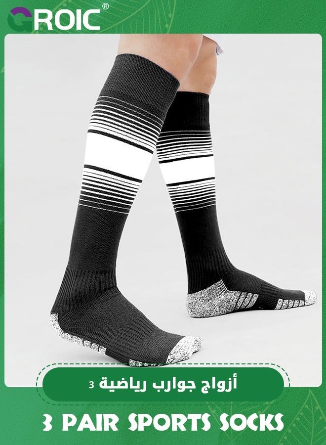 GROIC 3 Pair Elite Football Socks, Athletic Socks with 3D Ankle Protection, Basketball & Running Compression Cushion Sport Soccer Unisex  - Image 4