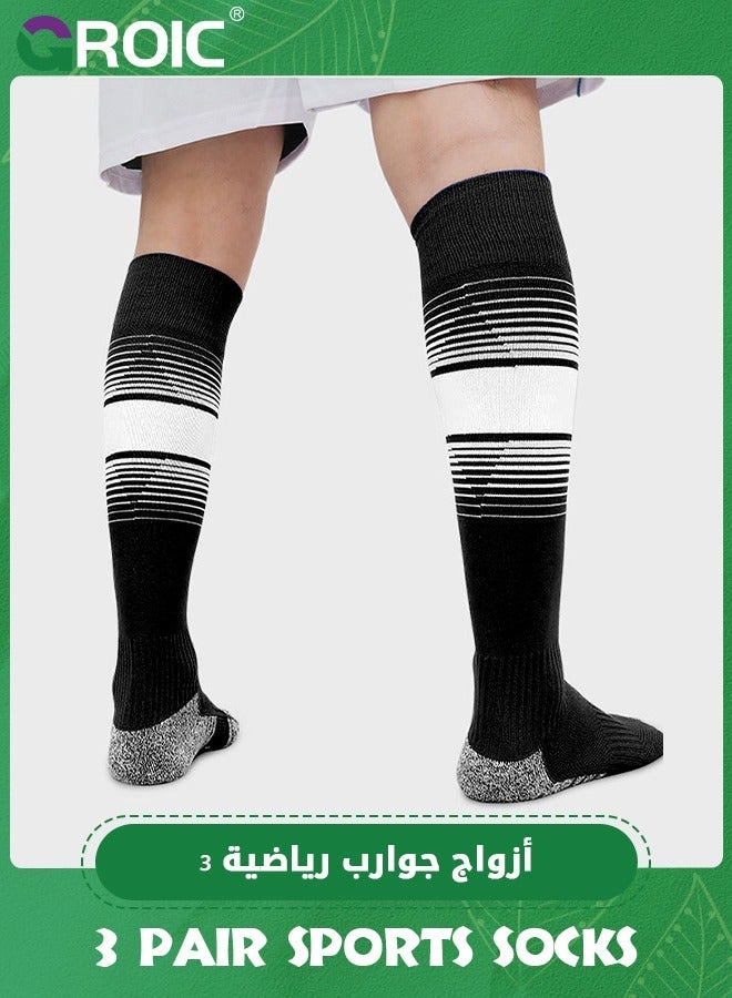 GROIC 3 Pair Elite Football Socks, Athletic Socks with 3D Ankle Protection, Basketball & Running Compression Cushion Sport Soccer Unisex  - Image 5