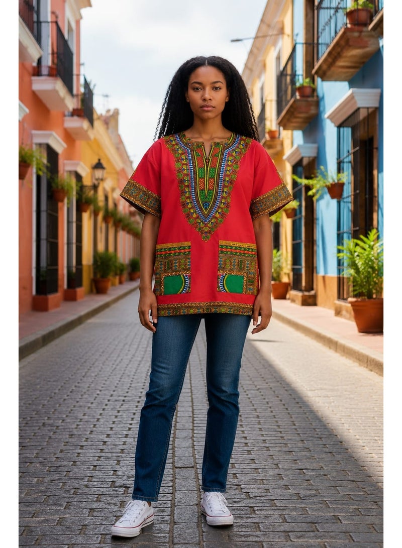Women's Printed Short-Sleeve Casual Tunic Blouse - Image 1