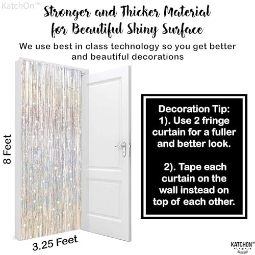 KatchOn, Iridescent Silver Backdrop Curtain - XtraLarge, 3.2x8 Feet Pack of 2 | Silver Fringe for Birthday Decor, Bachelorette, Birthday, Engagement, Prom Decoration | Graduation Decorations 2025 - Image 2