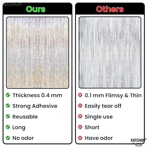 KatchOn, Iridescent Silver Backdrop Curtain - XtraLarge, 3.2x8 Feet Pack of 2 | Silver Fringe for Birthday Decor, Bachelorette, Birthday, Engagement, Prom Decoration | Graduation Decorations 2025 - Image 4