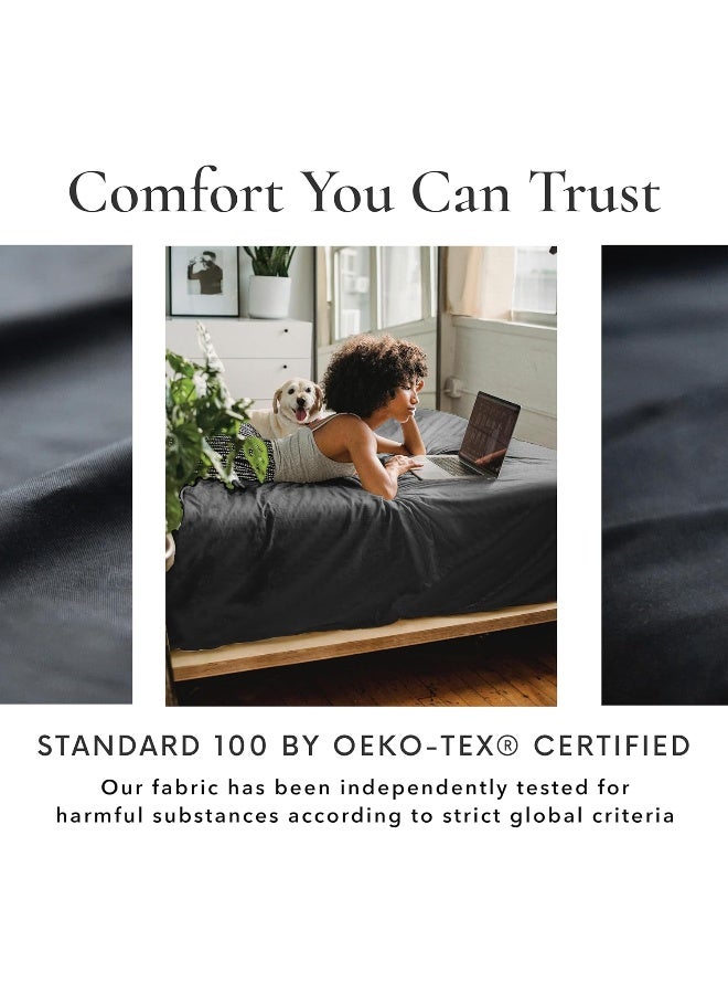 Bamboo Bay 4 Piece Twin Sheets Set - 100% Viscose Made From Bamboo Sheets Twin Size Bed - Ultra Soft Cooling Sheets For Hot Sleepers - Breathable Twin Bed Sheets Set Fits Up to 16" Deep Pocket - Black - Image 3