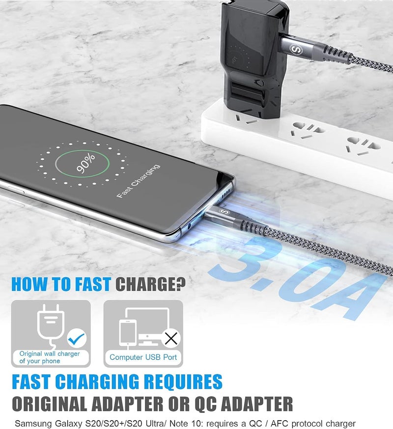 sweguard USB C Cable [2-Pack,2M ], 60W Nylon-Braided Fasting Charging Cable USB C to Type C for iPhone 15 16 17 Pro Max Plus Air,MacBook,iPad Pro,Galaxy S25 S24 S23 S22 S21, Huawei - Image 3