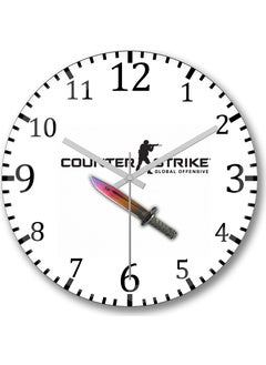Print Shop Counter Strike Cs Go Fade Knife Wall Clock Curved Real Glass