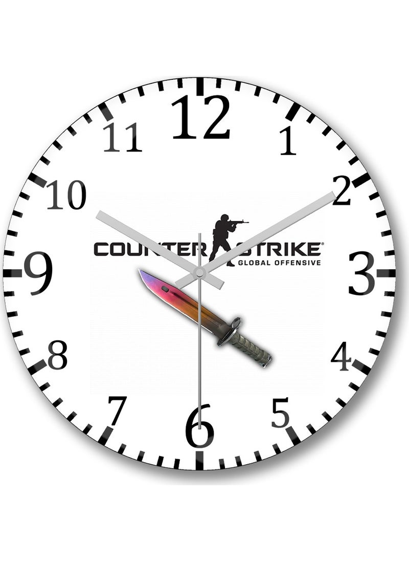 Baskı Dükkanı - Print Shop Counter Strike Cs Go Fade Knife Wall Clock Curved Real Glass - Image 1
