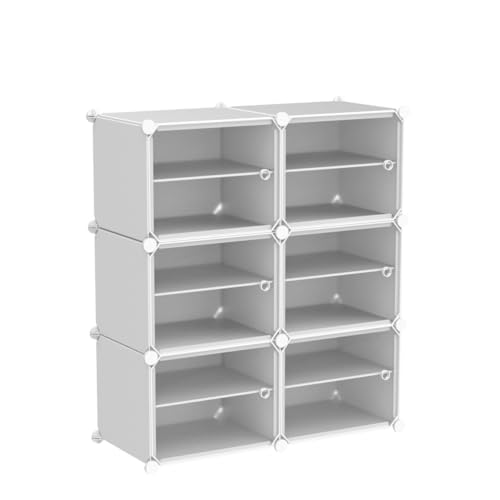 AYSIS Portable Plastic Shoe Rack Organizer 30 Pair Tower Shelf Storage Cabinet Stand Expandable for Heels, Boots, Slippers, (12-Layer-6-Door-White) 85 x 32 x 96 Cm - Image 4