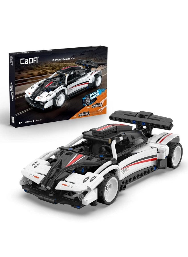 CaDA Race Car Building Toys - Pull Back 321Pcs Z-Wind Sport Car Building Brick Kit for 6 7 8 9 10 + Years Old Boys Kids Birthday Gifts, STEM Toy Racing Car Building Block Set - Image 1
