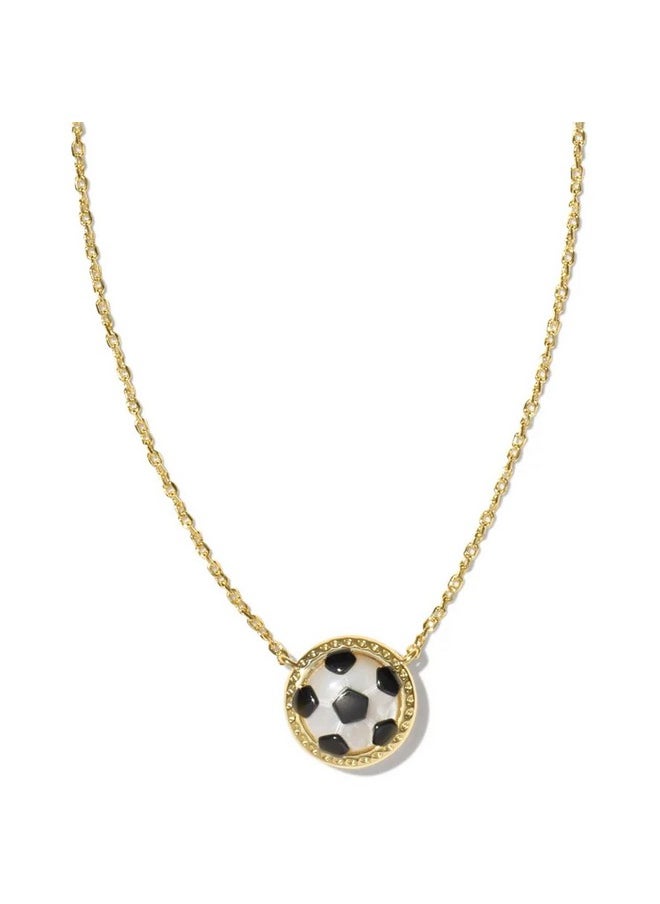 Kendra Scott Kendra Scott Soccer 14k Gold-Plated Short Pendant Necklace in Ivory Mother of Pearl, Fashion Jewelry for Women  - Image 1