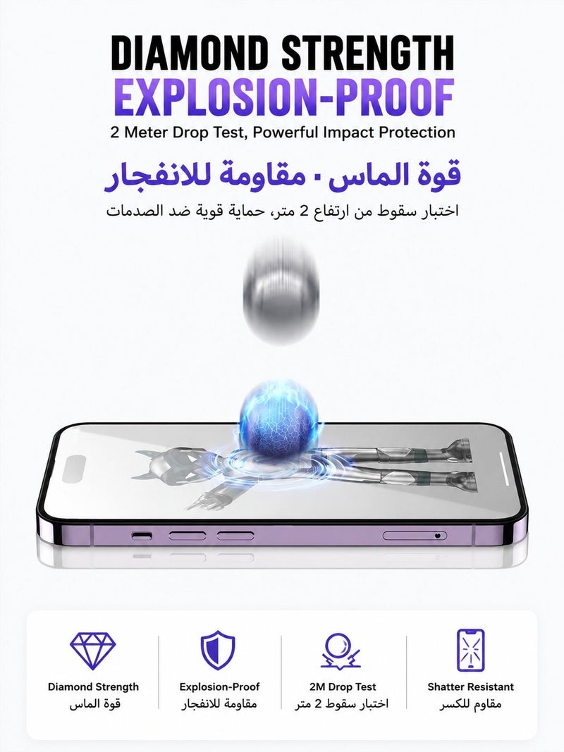 0.2mm Ultra-Thin HD Full Coverage Tempered Glass Screen Protector for iPhone 16 Pro, 16 Pro Max, 17 Pro, 17 Pro Max - Image 2