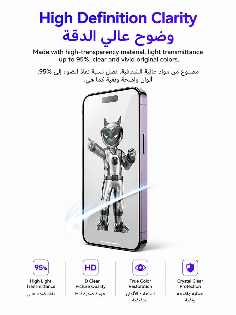 0.2mm Ultra-Thin HD Full Coverage Tempered Glass Screen Protector for iPhone 16 Pro, 16 Pro Max, 17 Pro, 17 Pro Max - Image 5